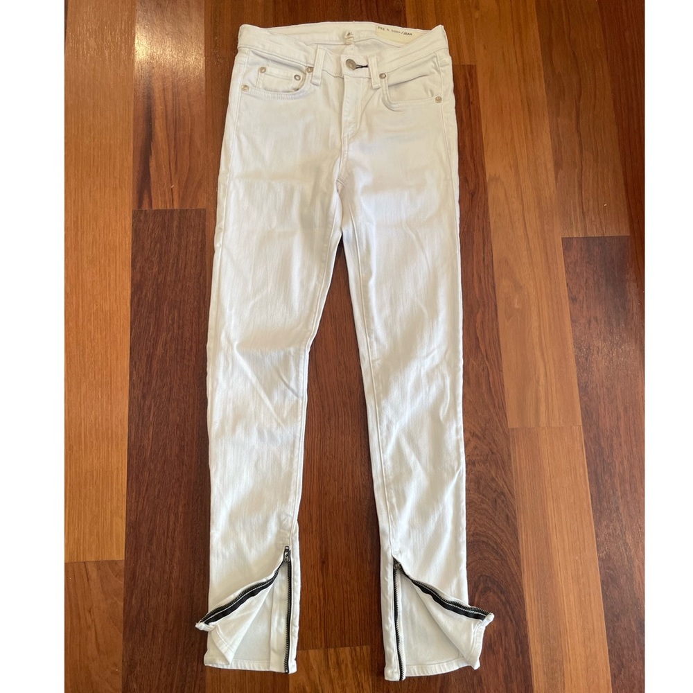 Rag & Bone White Ankle Zip Skinny High Waisted Jeans Size 24 $119